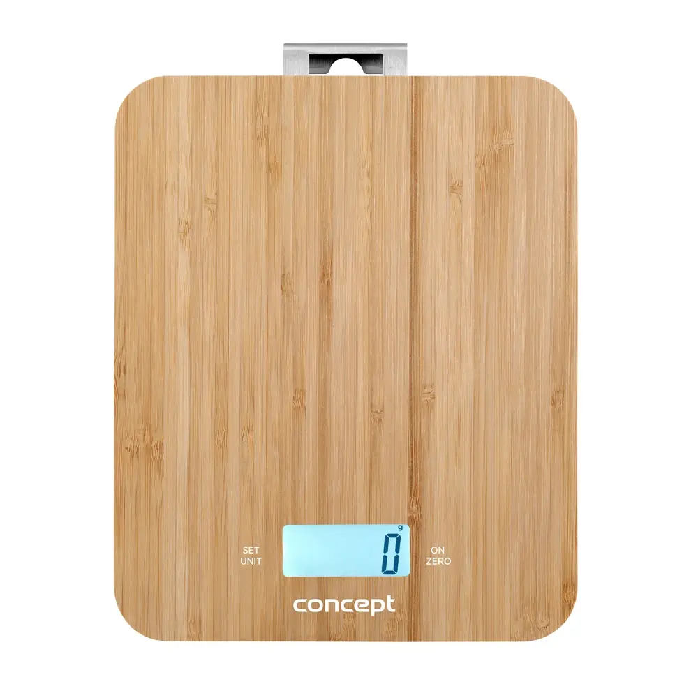 Concept VK5713 Screen-based Kitchen Scale - Bamboo - 15kg Clock Timer Bamboo Design max. 15kg Hanging Hook