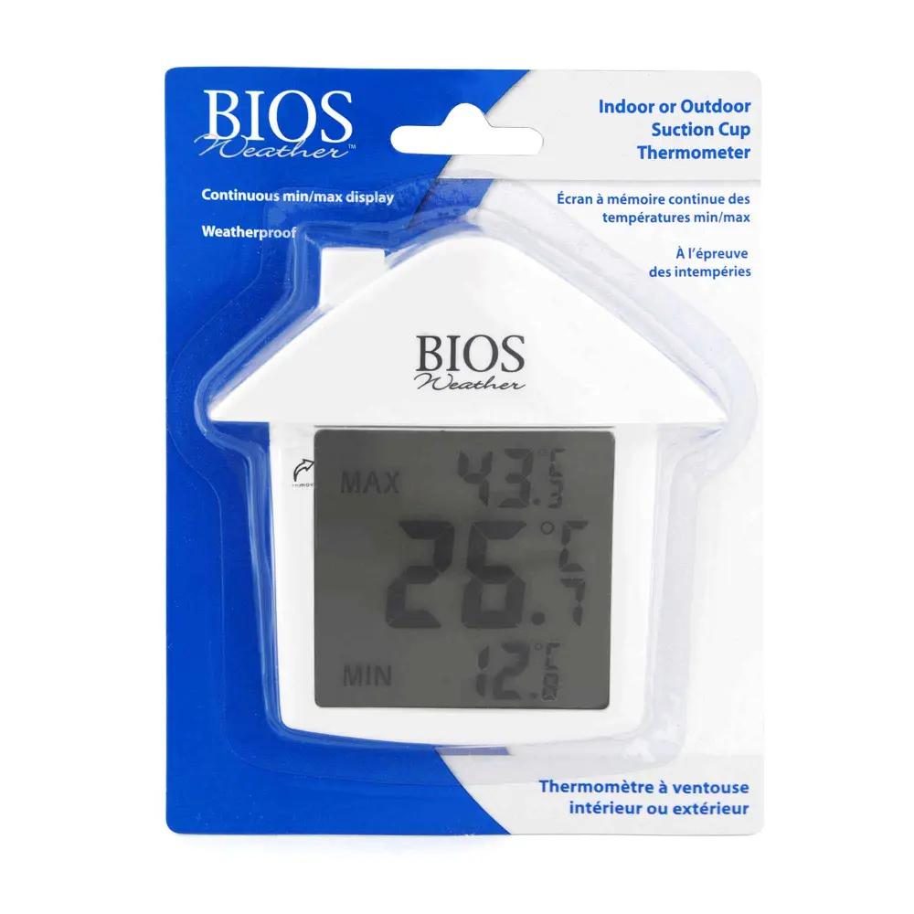 Indoor or Outdoor Electronic Thermometer Suction Cup, White