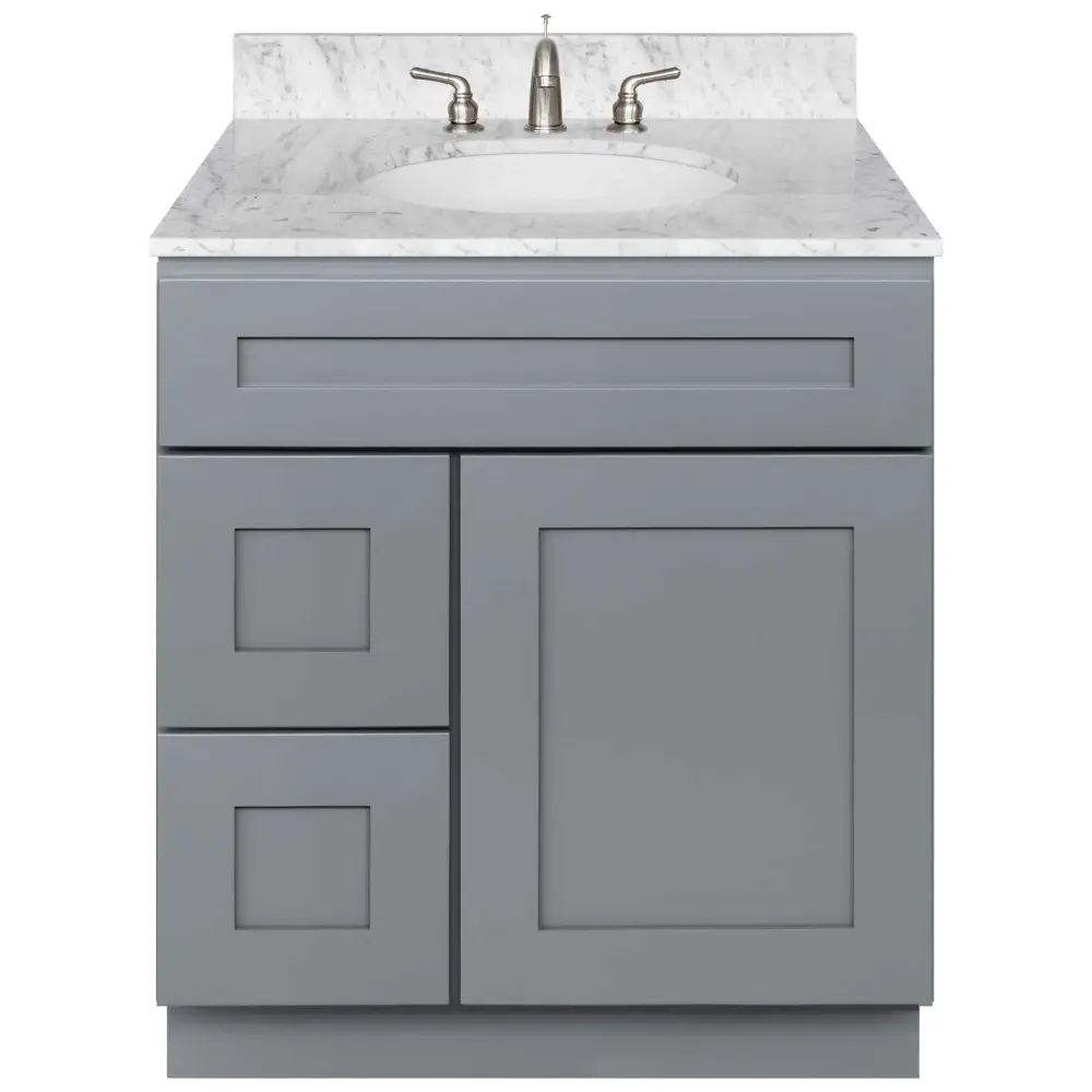 30 W x 21 D x 34.5 H Vanity Sink Base Cabinet Left Drawers - Colonial Ash