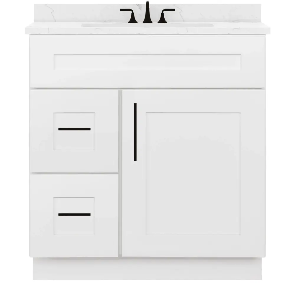 30 W x 21 D x 34.5 H Vanity Sink Base Cabinet Left Drawers - Alpina Chalk