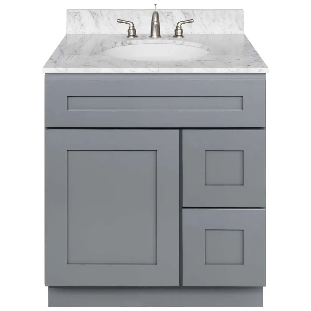 30 W x 21 D x 34.5 H Vanity Sink Base Cabinet Right Drawers - Colonial Pewter
