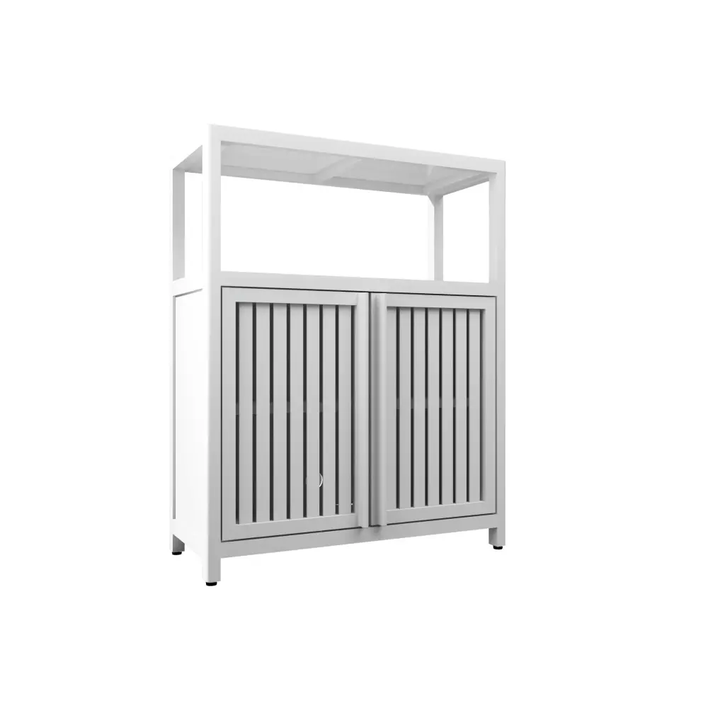 Bamboo Large Capacity Storage Cabinet Shelves Bathroom And Living Room - White
