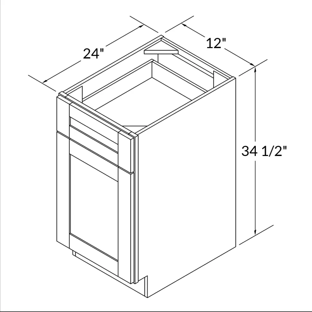 Base Kitchen Cabinet B12 Milan Pearl 12 . width 34.5 . height 24 . depth