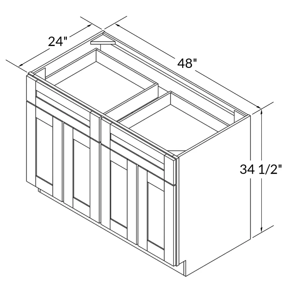 Base Kitchen Cabinet B48 Milan Pearl 48 . width 34.5 . height 24 . depth