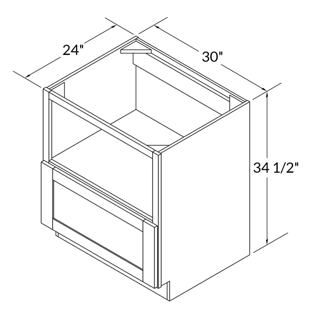 Base microwave cabinet one drawer BMC30 Milan Slate LessCare 30 . width 34.5 . height 24 . depth