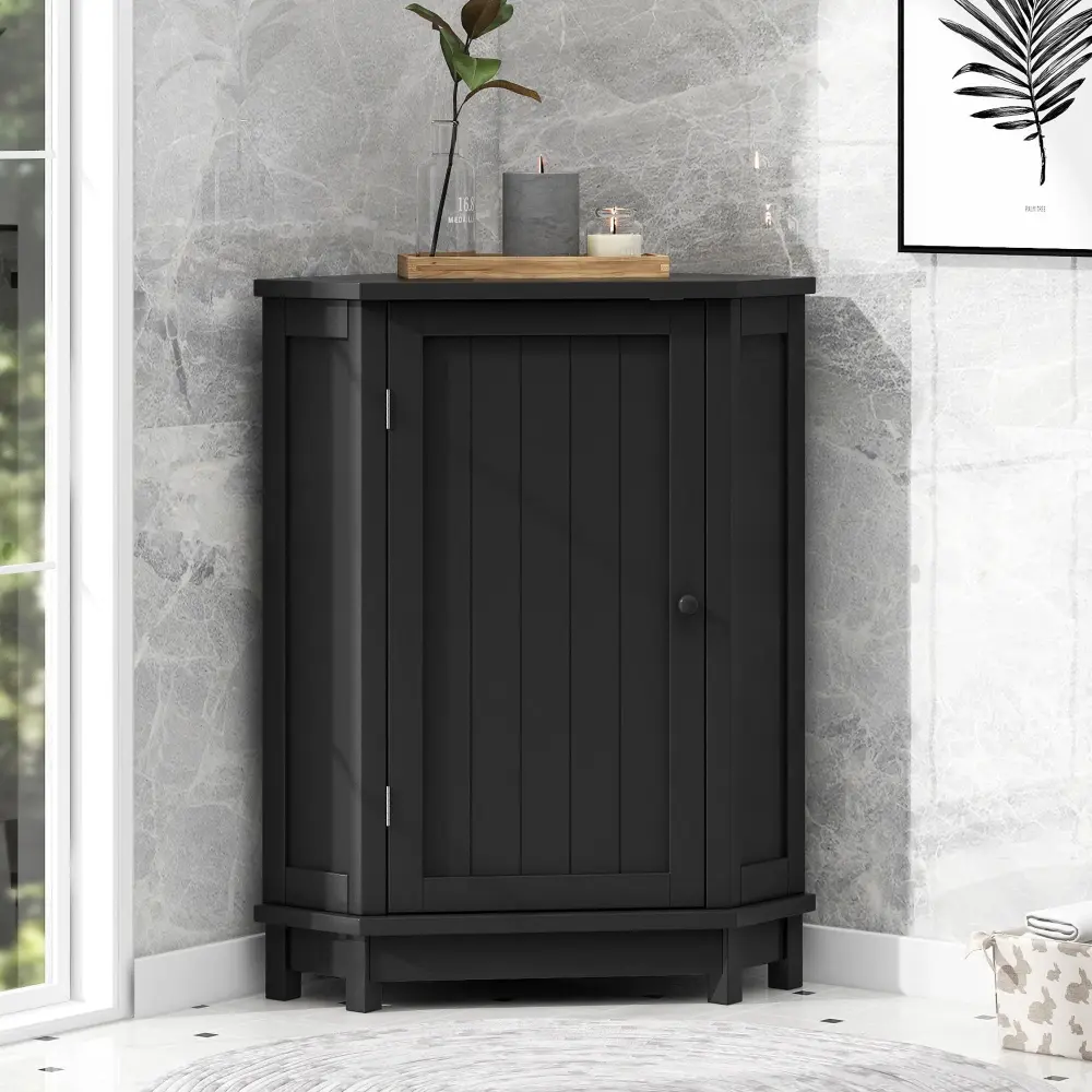Bathroom Cabinet Triangle Corner Storage Cabinet Variable Shelf Modern Style Non-Slip Base | 5-Year Warranty