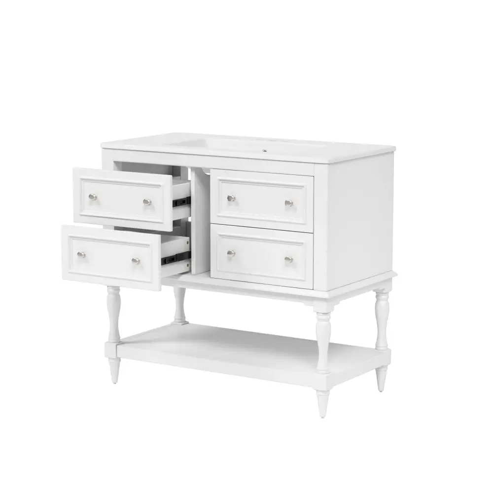 Bathroom Vanity Medicine Cabinet, Storage Cabinet 4 Drawers, Customizable Shelf Mirror Non-Slip Base | 5-Year Warranty