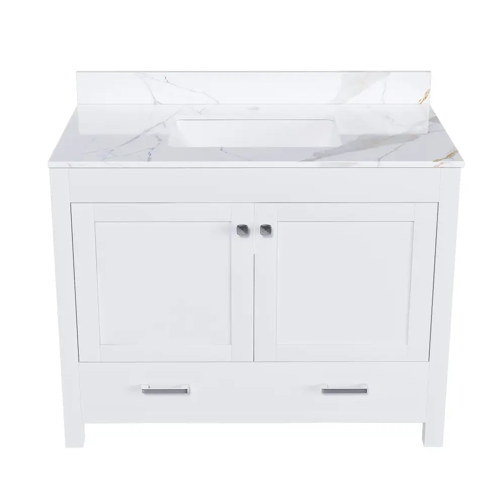 43" Bathroom Vanity, Multi Functional Cabinet, Doors And Drawer - Chalk