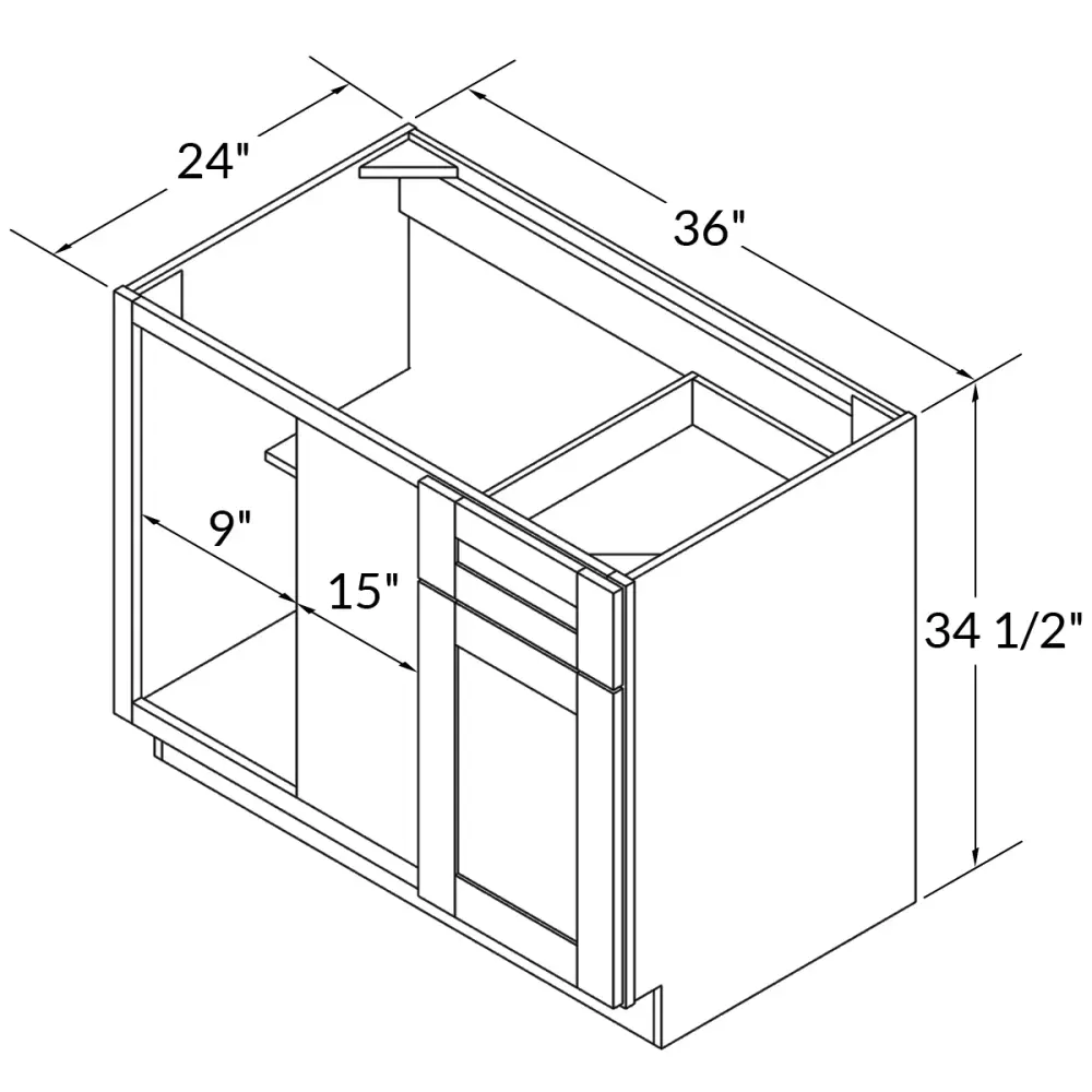 Blind Corner Base Kitchen Cabinet SCB36 Milan Slate 36 . width 34.5 . height 24 . depth