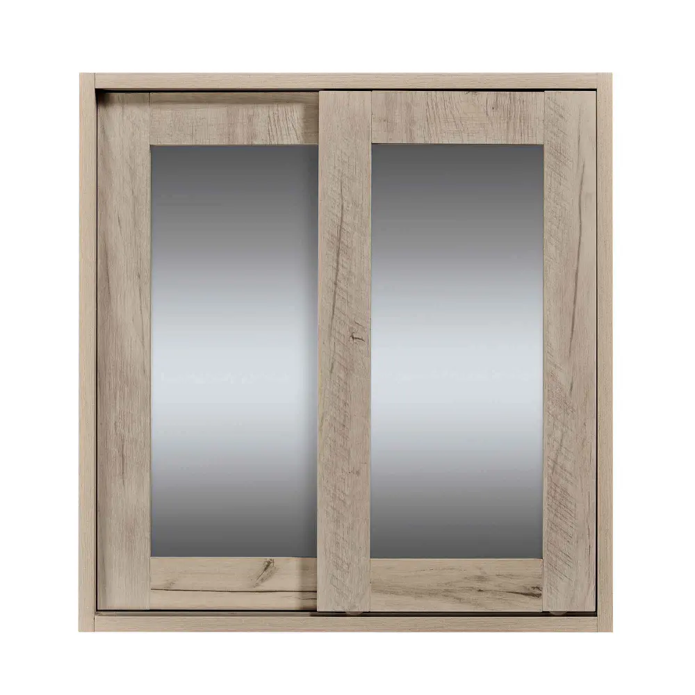 Lacquered Wall Medicine Cabinet 2 Mirror Sliding Doors, 24" x 6" x 25-1/4"