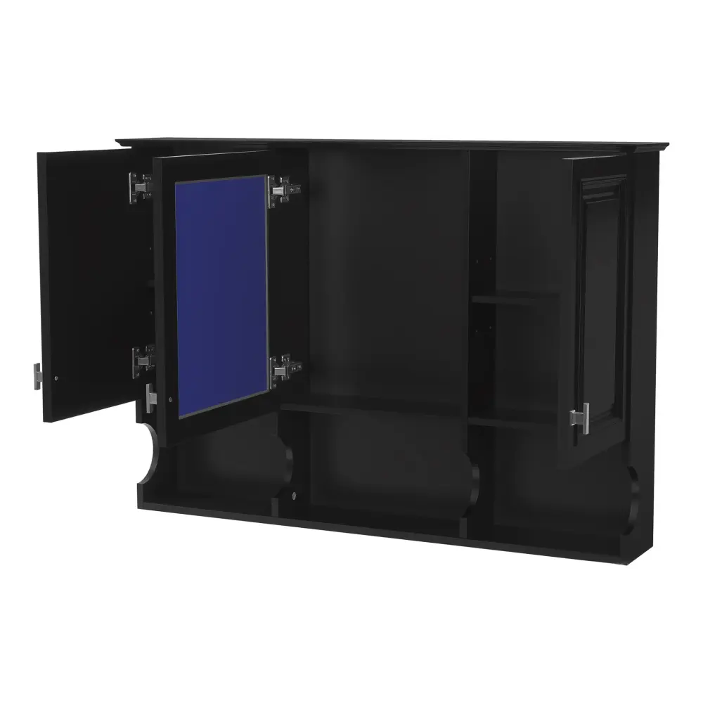 Modern Wall Mounted Mirror Medicine Cabinet Open Shelves, Adjustable Interior, Storage Over Toilet