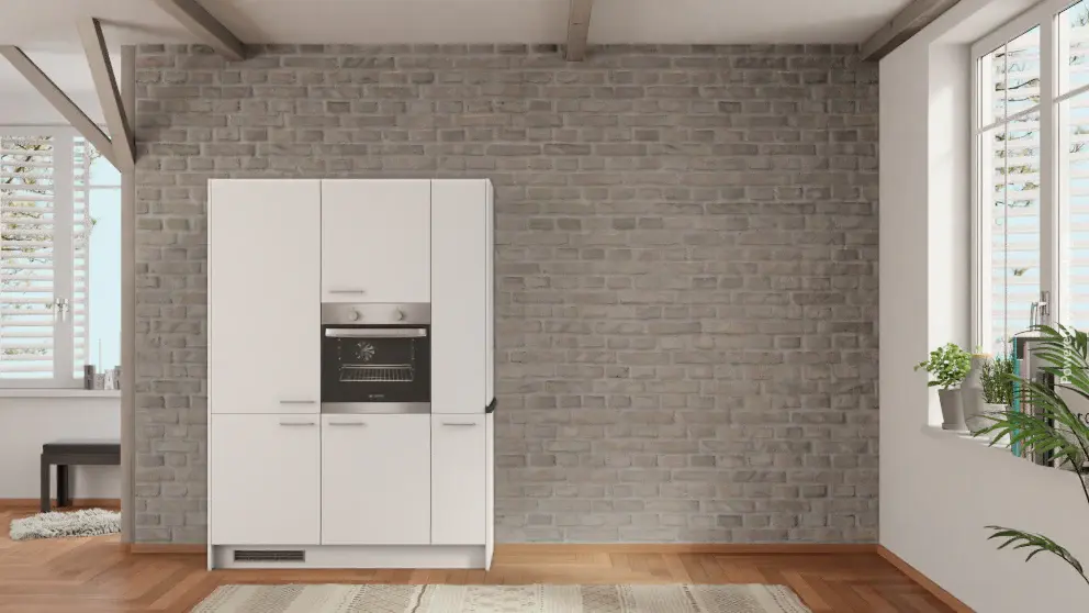nobilia kitchen Troisdorf 150 cm alpine white flat concrete slate gray apothecary cabinet