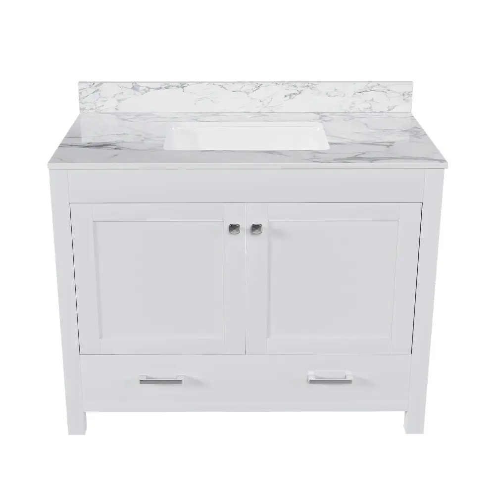 Premium Water-Resistant 43" Bathroom Vanity, Several Functional Cabinet - White