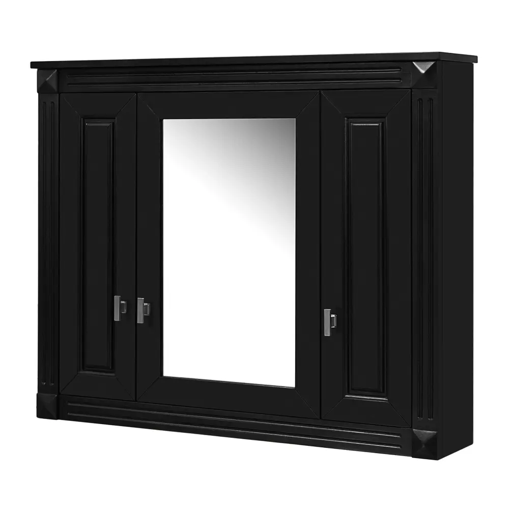 Premium Water-Resistant Wall Mounted Bathroom Storage Cabinet Mirror, 6 Open Shelves