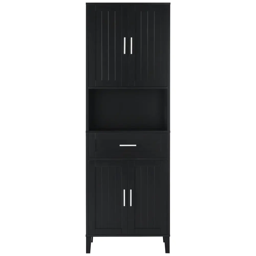 Quick-Dry Antimicrobial Freestanding Towering Bathroom Cabinet Soft Close Doors And Adjustable Shelves