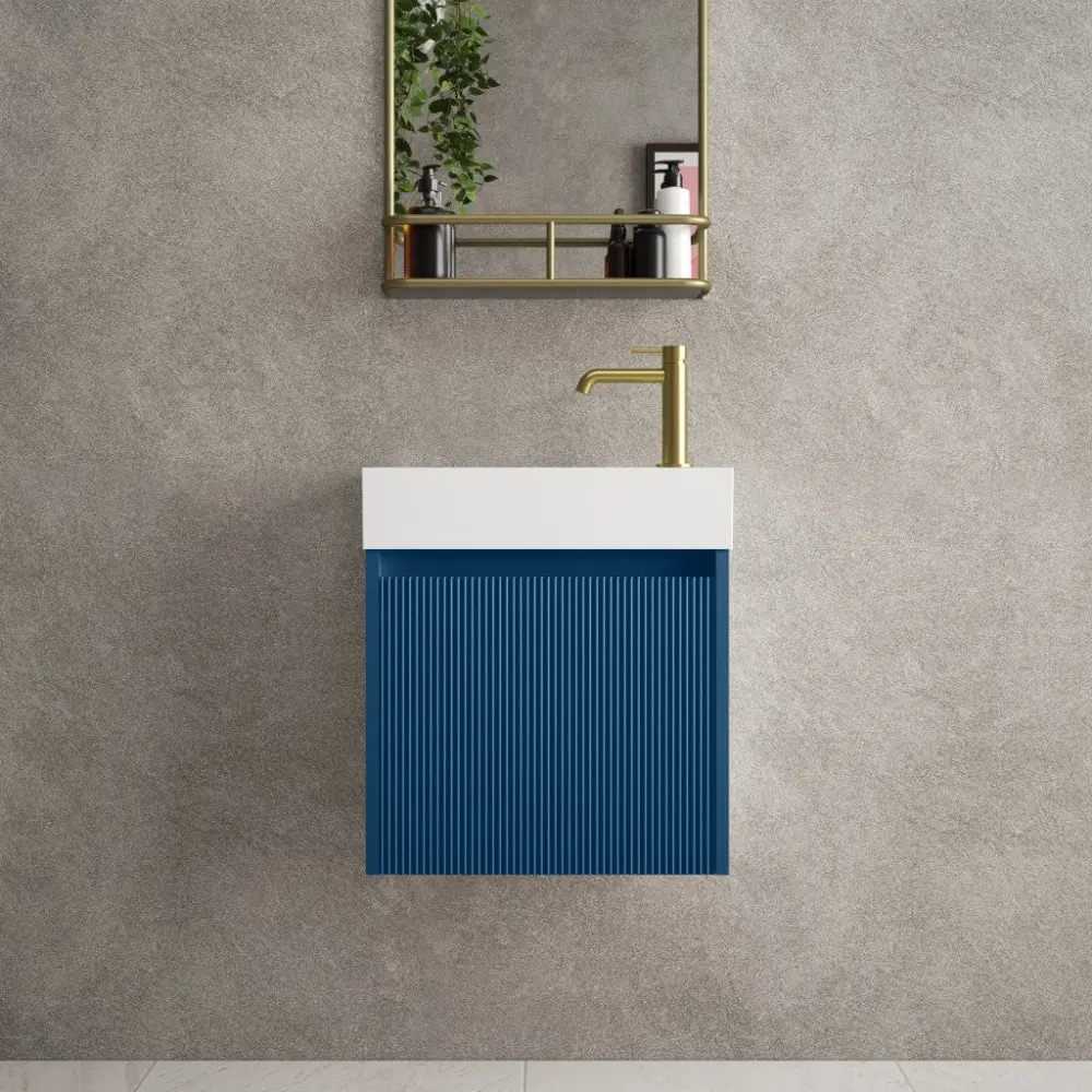 Scanalato Individual Door Vanity Unit Beyondstone Basin - Ocean Blue 450mm
