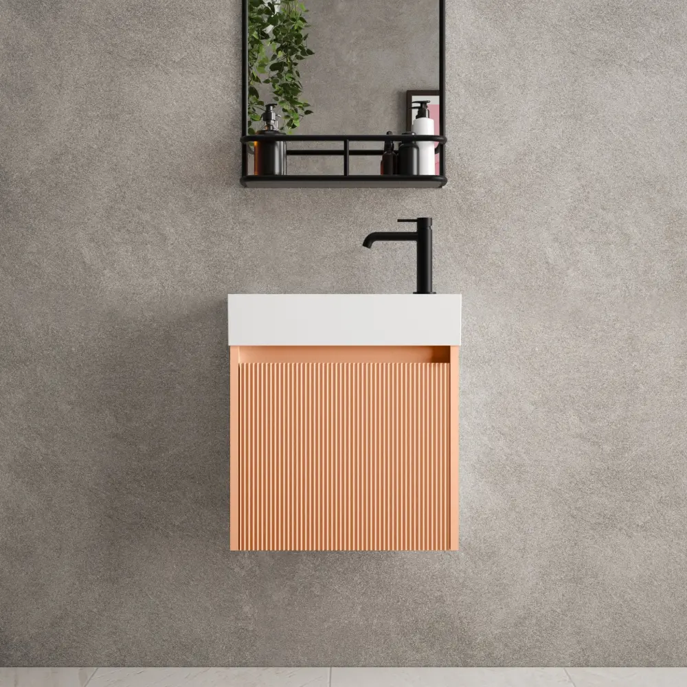 Scanalato Sole Door Vanity Unit Beyondstone Basin - Peach Fuzz 450mm