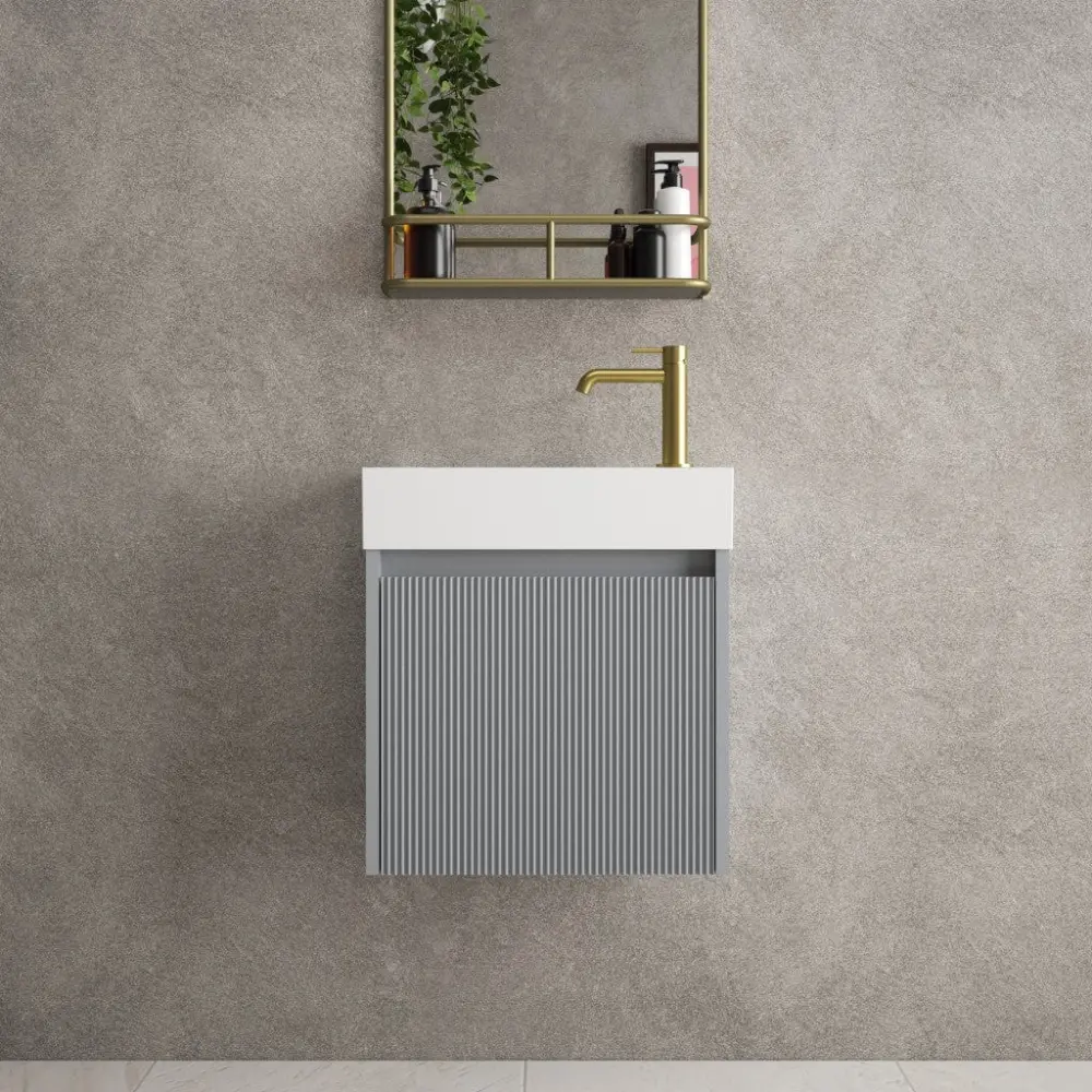 Scanalato Unitary Door Vanity Unit Beyondstone Basin - Dove Grey 450mm