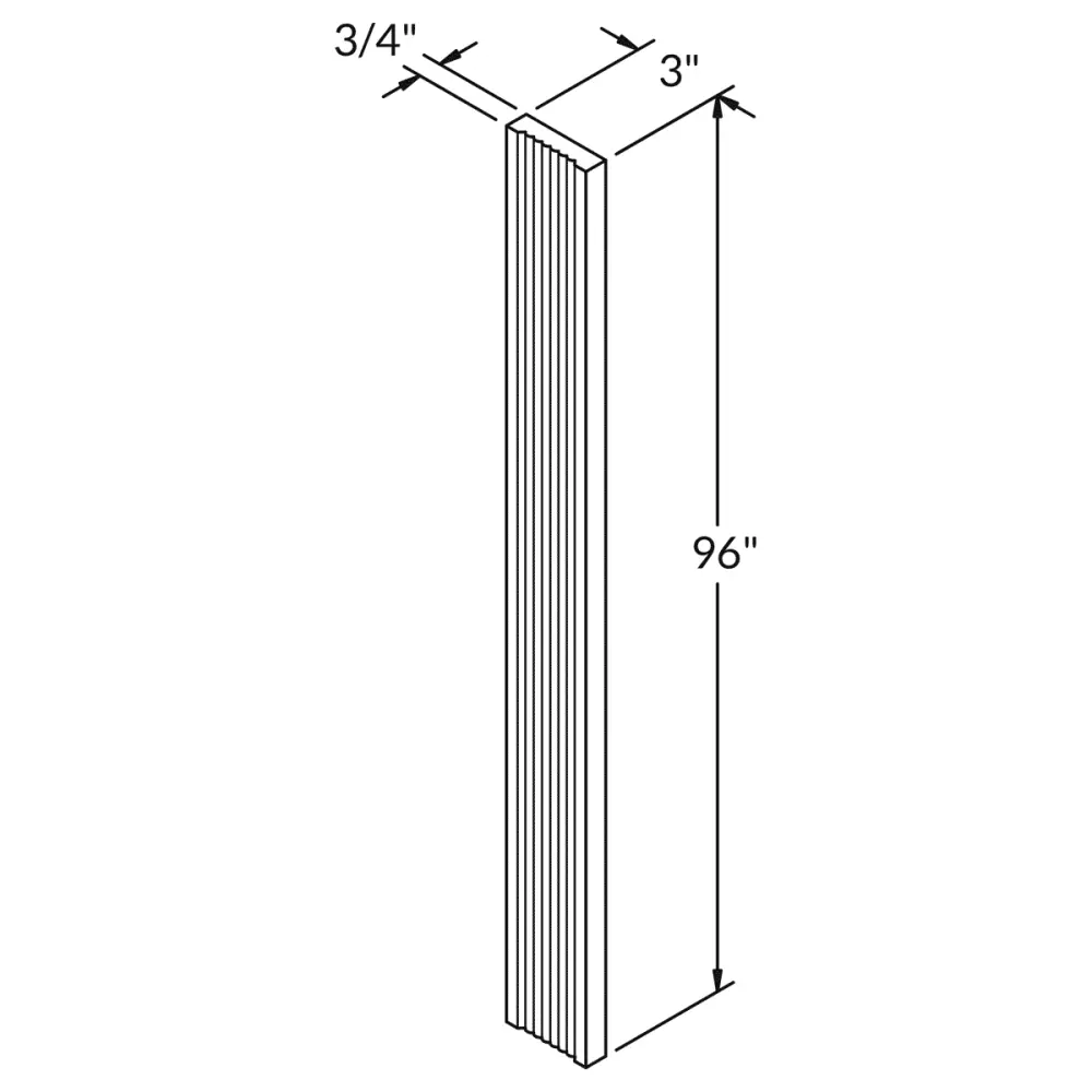 Straight Fluted Filler FF396 Alpina Chalk LessCare 3 . width 96 . height 0.75 . depth