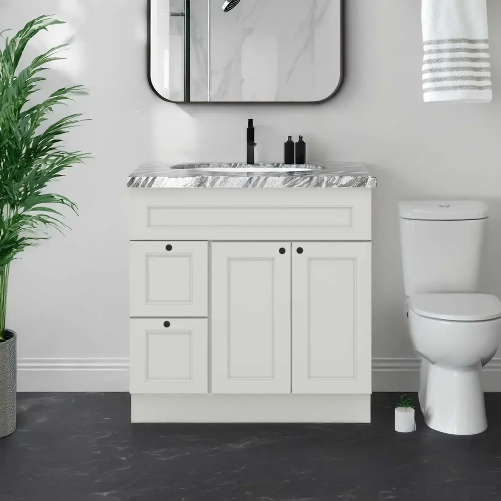 Vanity Sink Base Cabinet Left Drawers 36 W x 21 D x 34 H - Milan Pearl