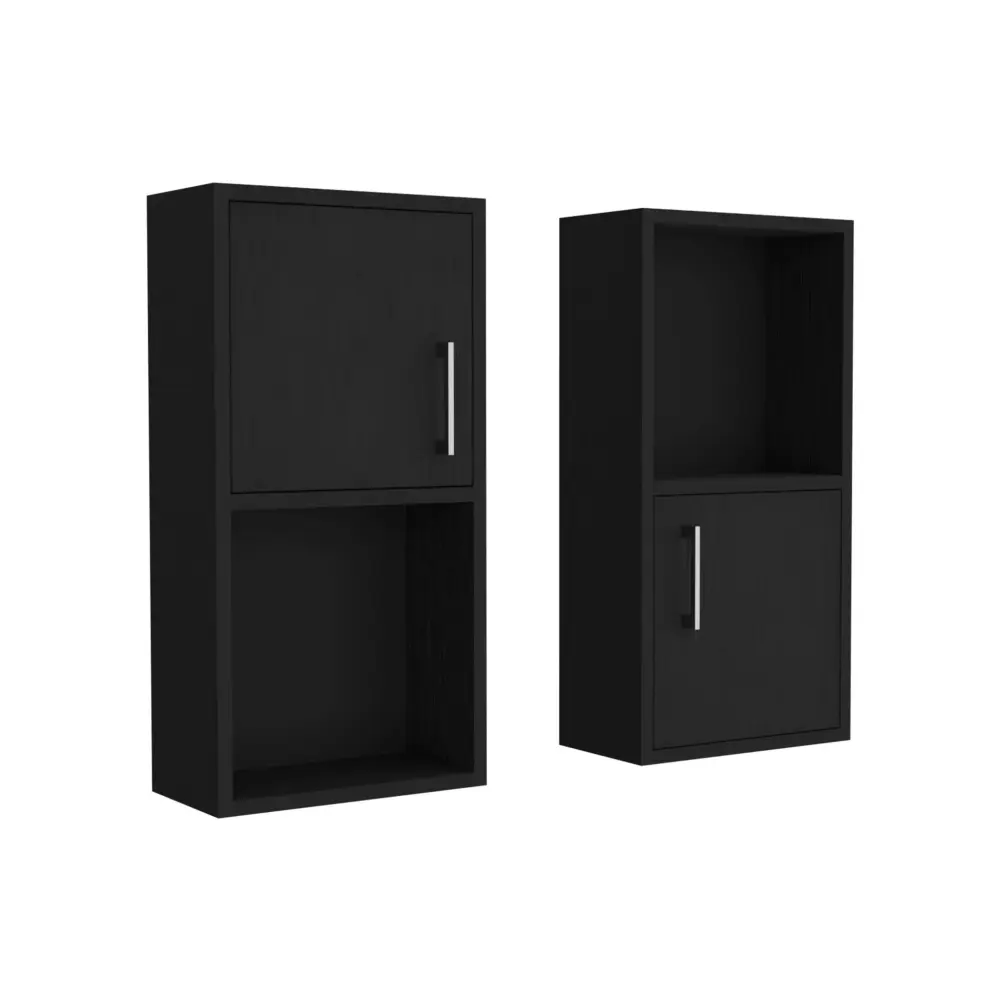Wall Mounted Bathroom Medicine Cabinet Eak Two Doors, Two Shelves - Onyx