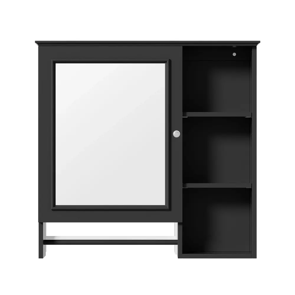 Wall Mounted Bathroom Storage Cabinet, Medicine Cabinets Spacious Mirror Door, Adjustable Shelves And Three Open Storage L...