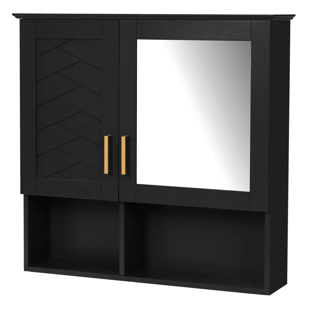 2 1 Wall-Mounted Mirror Cabinet Flexible Shelves, Soft-Close Doors, High-Definition Mirror & Storage