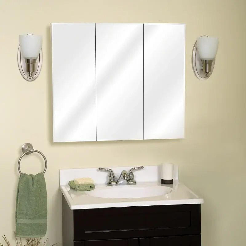 Zenith M30 Medicine Cabinet, 29-5/8 OAW, 4-1/4 OAD, 25-3/8 OAH, Wood, Crystal, 3-Shelf, 3-Door