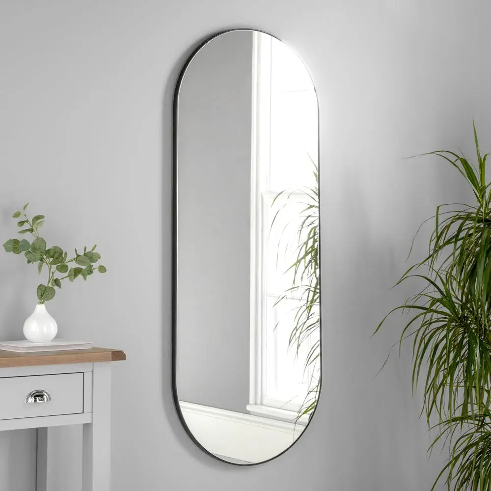 Andora Oval Wall Mirror - Charcoal
