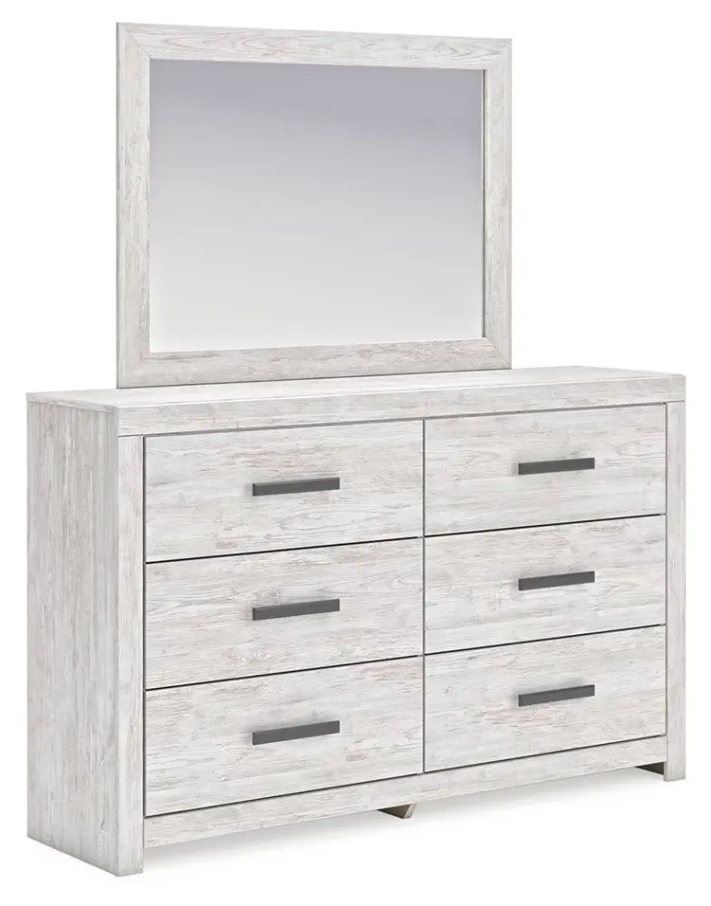 Cayboni - Dresser And Mirror - Whitewash Shatterproof Glass