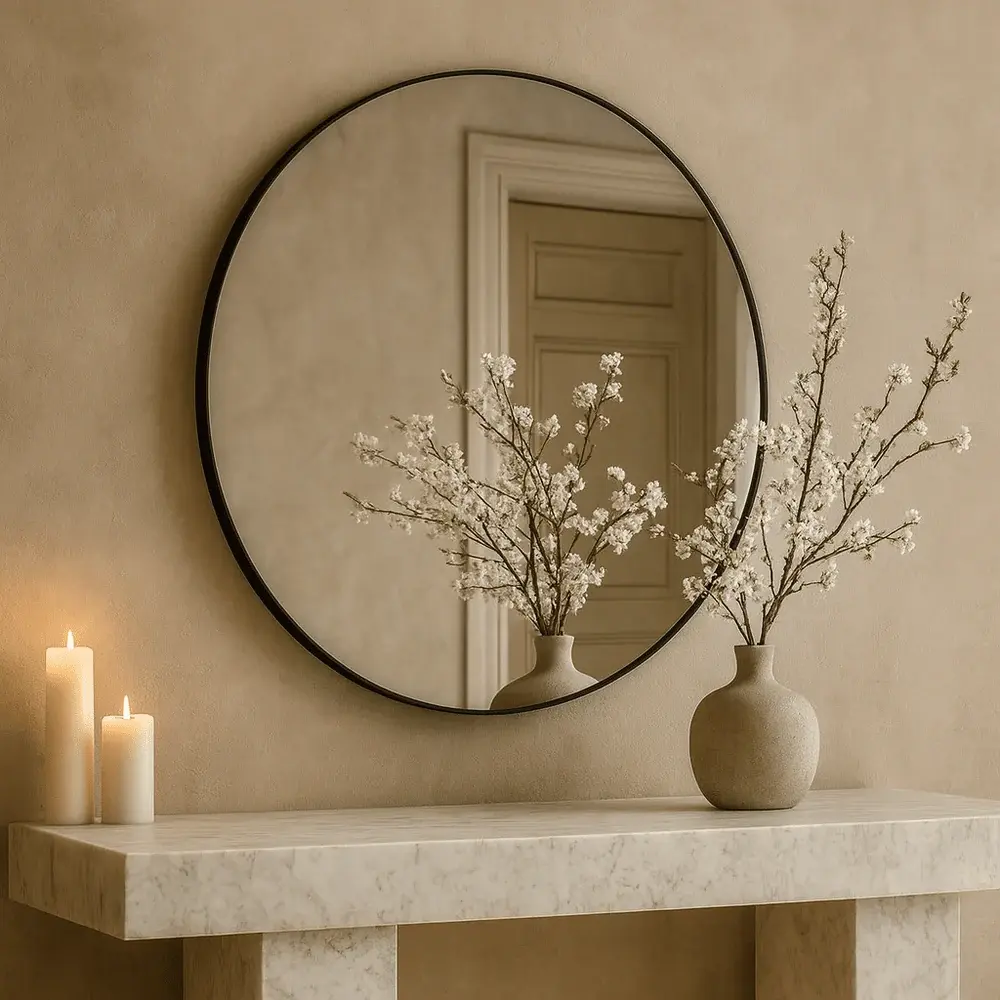 Cora Round Wall Mirror 60cm - Ebony