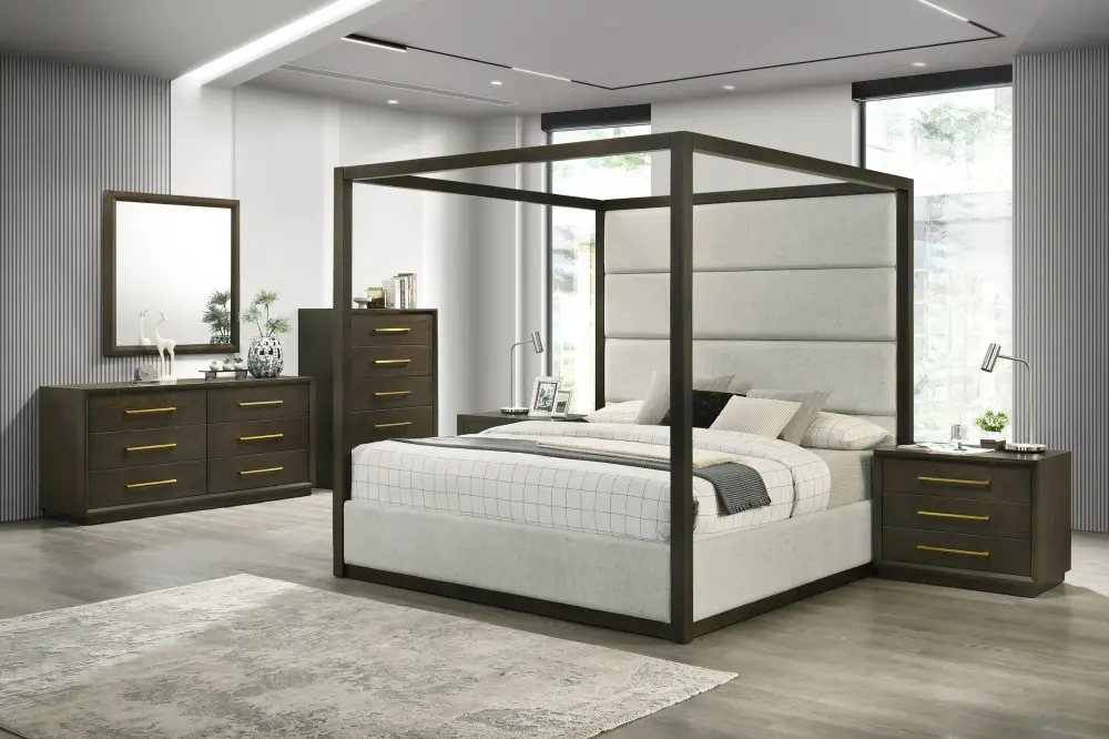Modrest Manhattan - Contemporary Taupe Oak Mirror 5-Year Frame Warranty