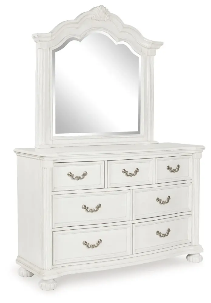 Premium Frameless Montelaine - Dresser And Mirror - Antique Alabaster