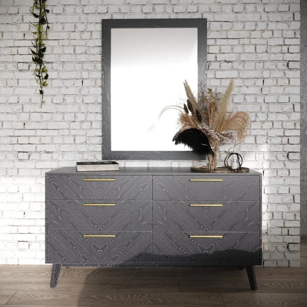 Sunburst Metal Modrest Diana - Sleek Grey Ash Mirror