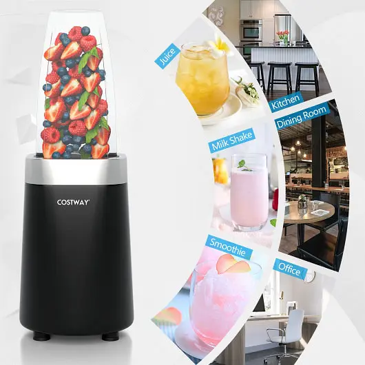 Costway Large 1000W Travel-friendly Blender 6-Blade Design, Black, ES10060US-BK