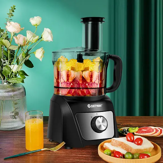 Costway Shielded 8 Cup Food Processor 500W Variable Speed Blender Chopper 3 Blades, EP24927US