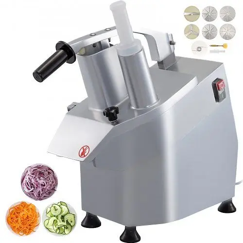 VEVOR 110V Commercial Food Processor 2 Feeding Holes, 550W Electric Vegetable Slicer 1600 RPM, 304 Stainless Vegetable Pro...