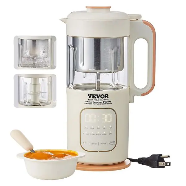 VEVOR Baby Food Maker, 500W Baby Food Processor 300 ml Glass Bowl, LSYEFSJ06L35BO3LJV1