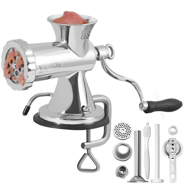 VEVOR Easy-Install Manual Meat Grinder, 304 Stainless Steel Hand Meat Grinder Suction Cup + Steel Table Clamp, BXGSDJRJYS3...