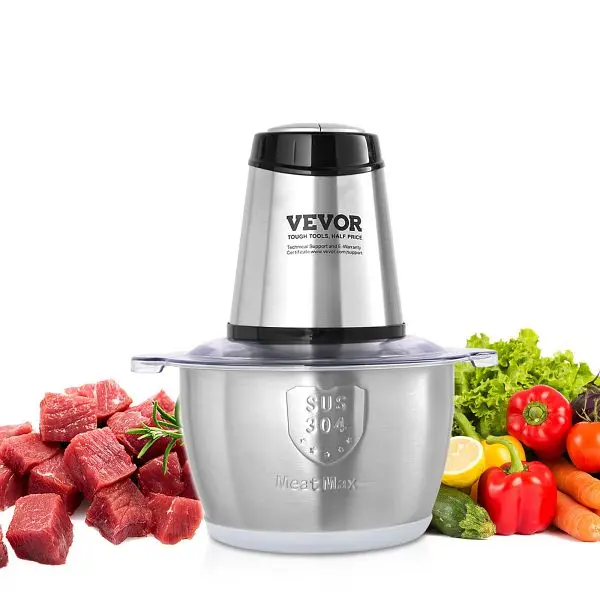 VEVOR Food Processor, Electric Meat Grinder 4-Wing Stainless Carbon Steel Blades, 400W Electric Food Chopper, DMCJRJJLBXG3...