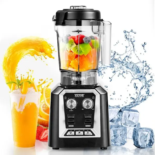 VEVOR Professional Blender, Commercial Countertop Blenders, 68 oz Jar Blender Combo, TSSBJ20L1400WO5FOV1