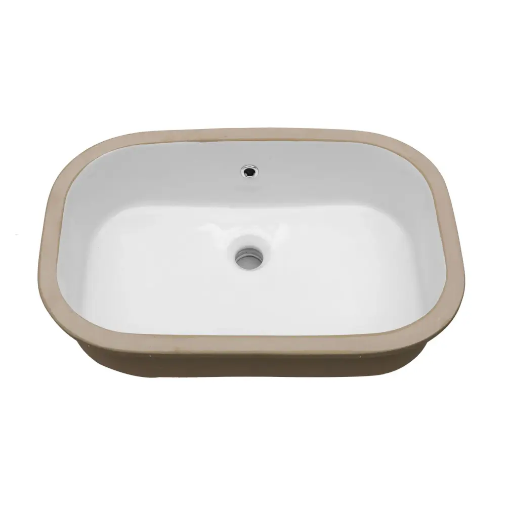 Undermount Bathroom Sink 22" X 15.25" Overflow Sleek, High Temperature Fired, Stain Resistant, Smooth Glossy Surface - White