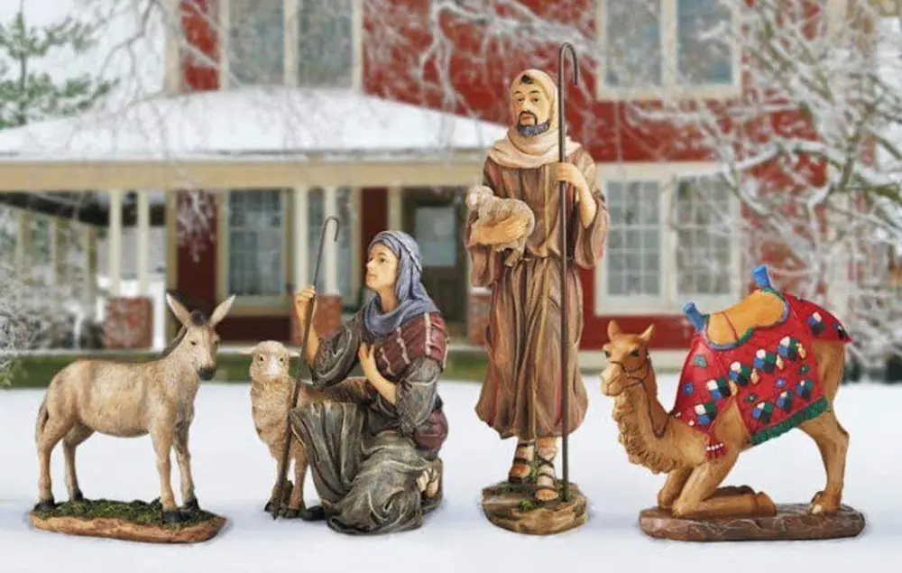 Outdoor Real Life Nativity - Shepherd, Camel, and Donkey Place | Three Kings Gifts