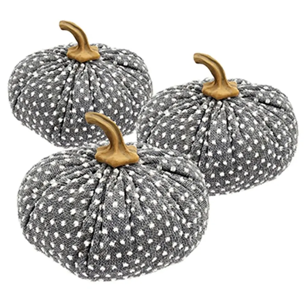 Pumpkin Ornament Decor Holiday Harvest Festival Fall Festival & Thanksgiving (Set 3) - White / Pewter