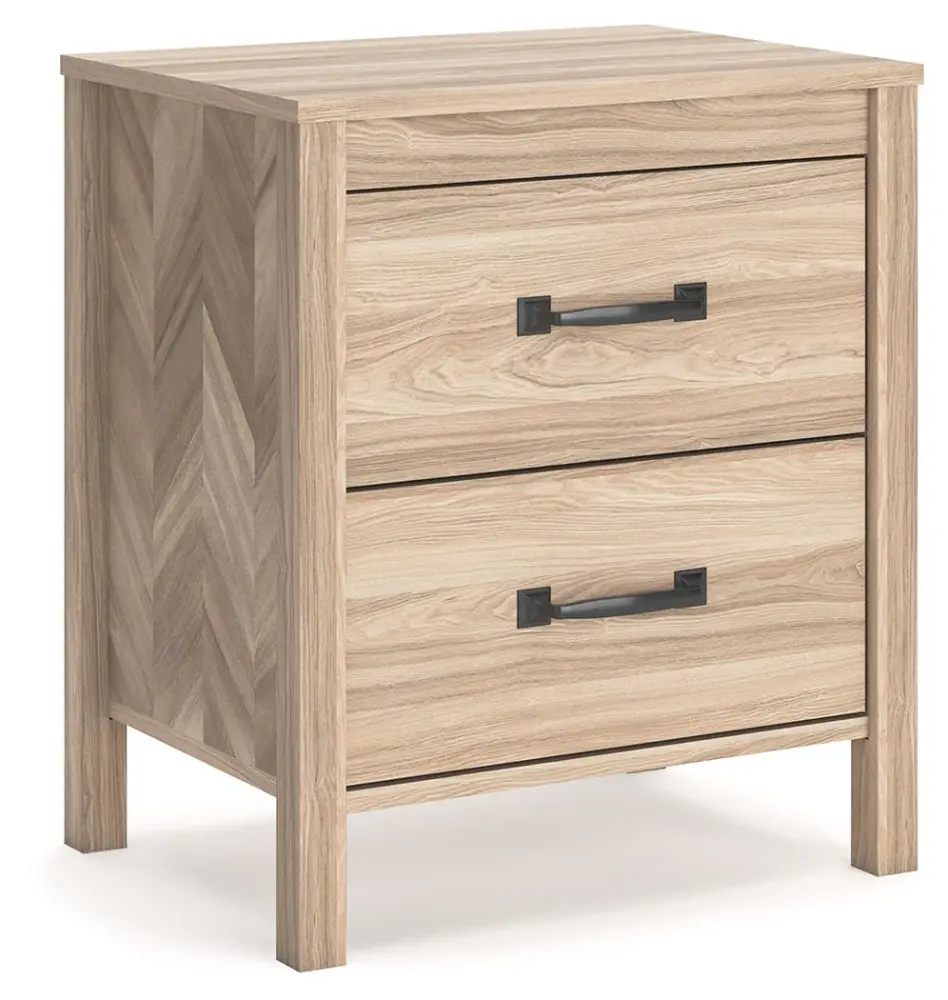 Battelle - Two Drawer Night Stand - Tan 14 Inch Height