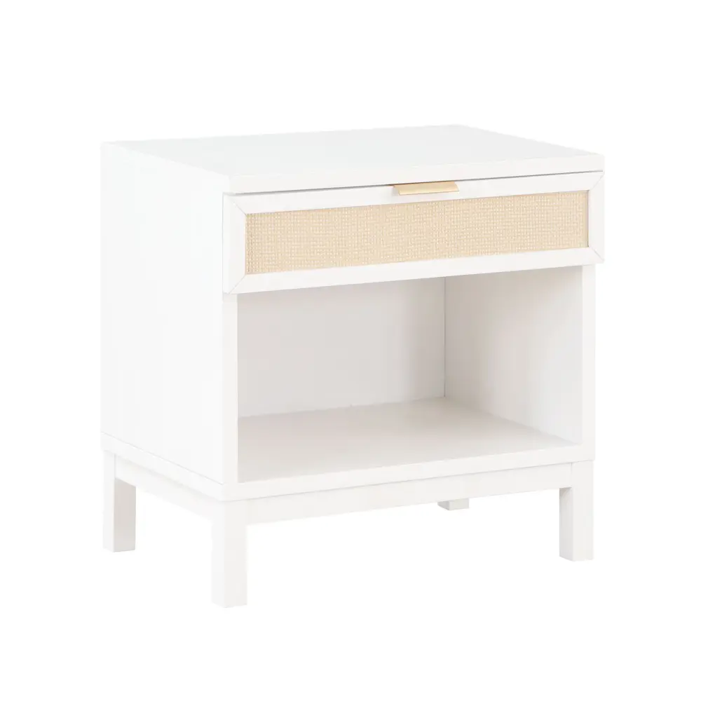Blake - Cane 1 Drawer Nightstand Cane Front - Ivory