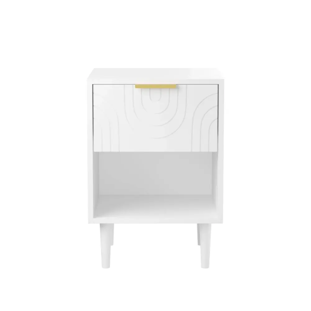 Certified Non-Toxic Nightstand 1 Drawer And Open Shelf - Alabaster