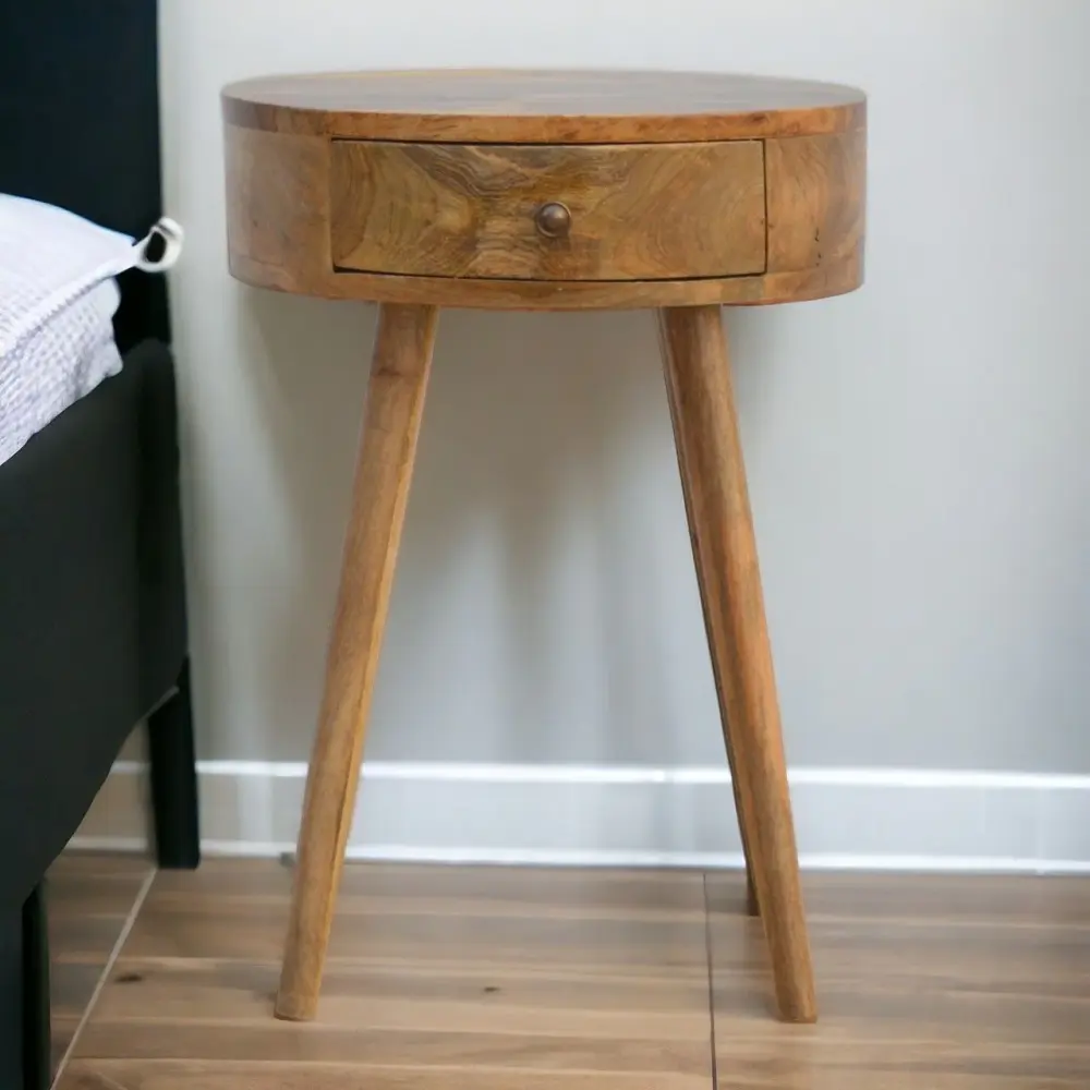 Certified Non-Toxic Nordic Chestnut Circular Nightstand