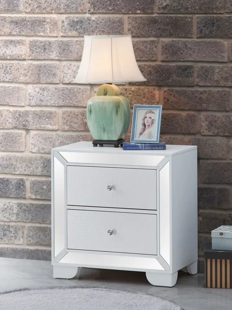 Contemporary Nightstand - Platinum Champagne - Particle Board
