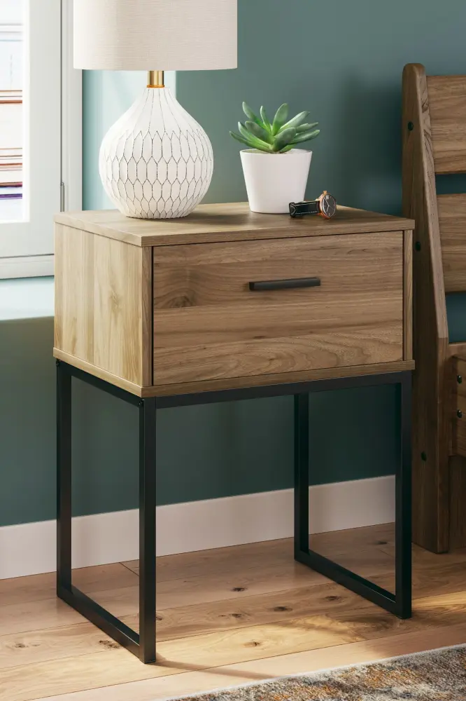 Deanlow - One Drawer Night Stand - Honey Underbed Lighting